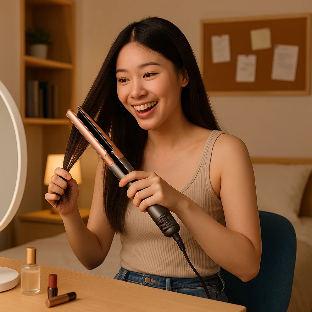 2-in-1 hair dryer and straightener for easy styling 