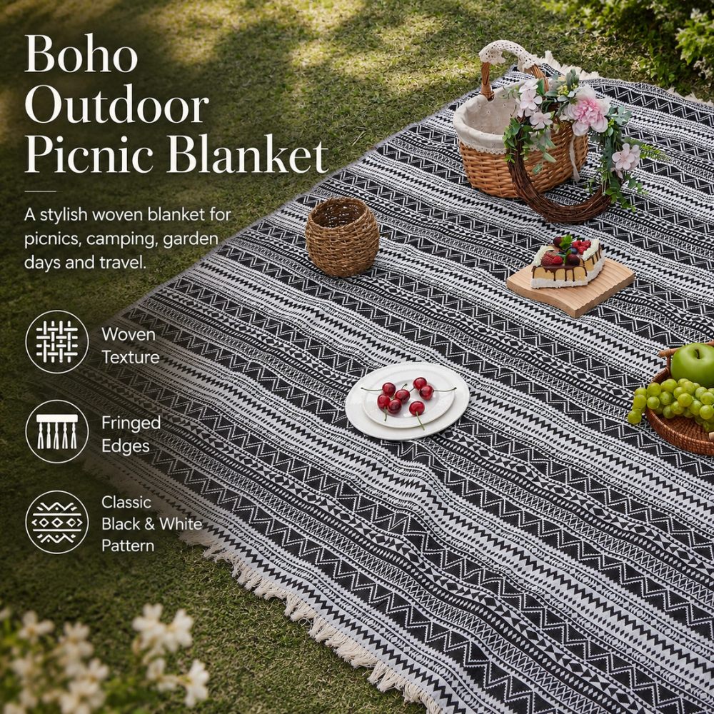 Outdoor Picknickdecke mit Streifenmuster für Strand, Garten oder Park