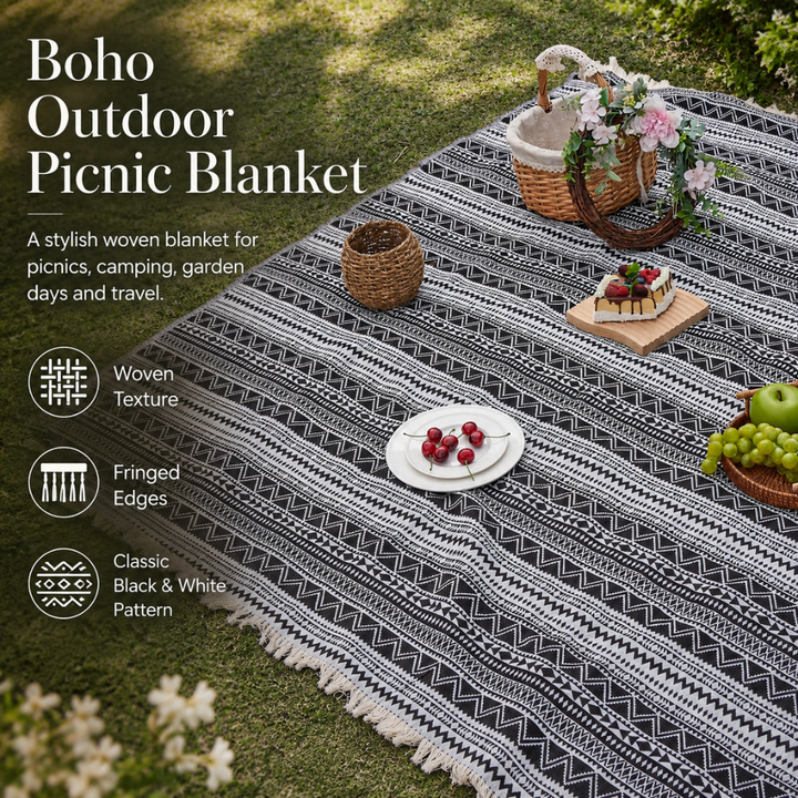 Outdoor Picknickdecke mit Streifenmuster für Strand, Garten oder Park