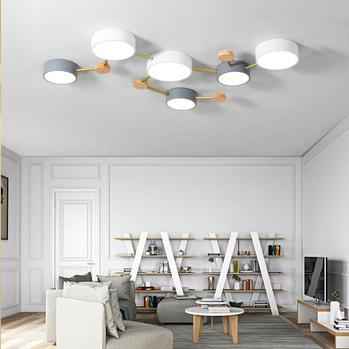 Scandinavian LED ceiling light made of wood and metal