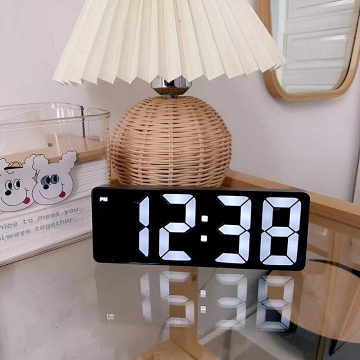 Digital LED mirror clock – alarm clock with temperature and date display