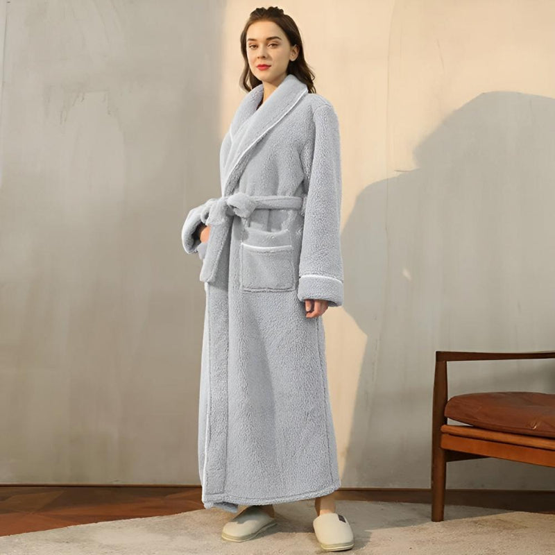 Shawl collar bathrobe – fleece dressing gown for women and men