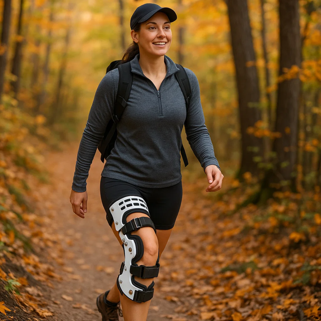 Knee brace with adjustable relief function for everyday life and leisure