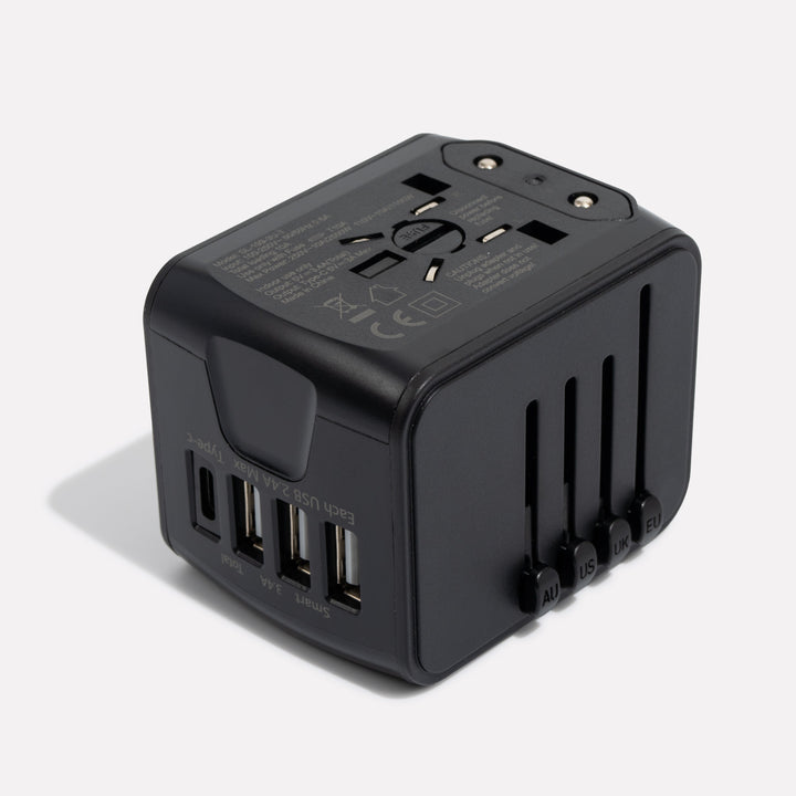 Universal travel adapter with USB-C, fast charging &amp; protection