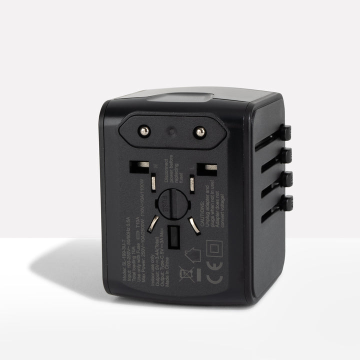 Universal travel adapter with USB-C, fast charging &amp; protection