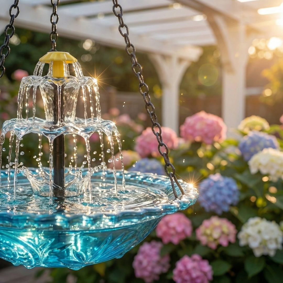 Solarhängender Brunnen mit zweistufigem Wasserfall