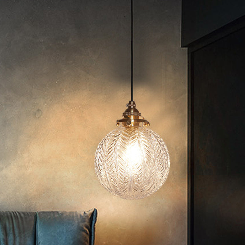 Pendant lamp with glass and feather motif – clear or smoked glass
