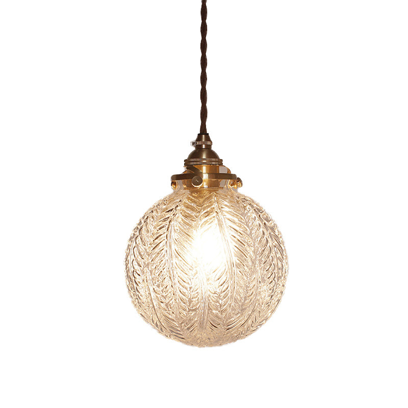 Pendant lamp with glass and feather motif – clear or smoked glass