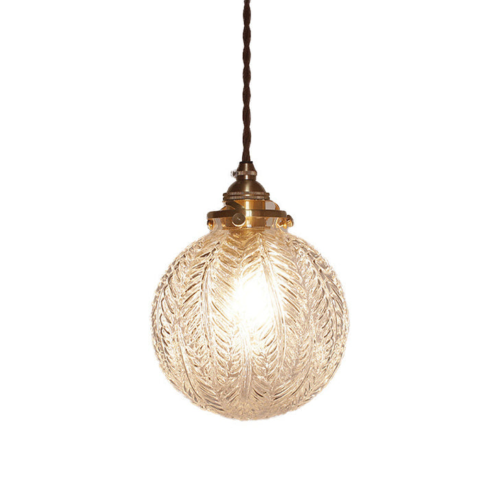 Pendant lamp with glass and feather motif – clear or smoked glass