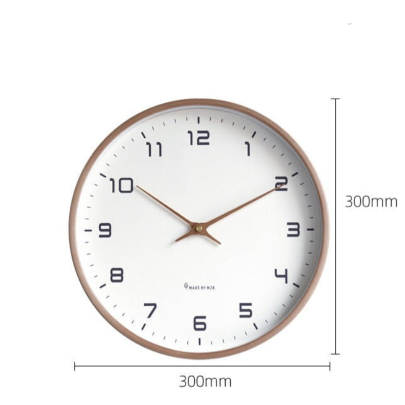 Silent wooden wall clock with a timeless design