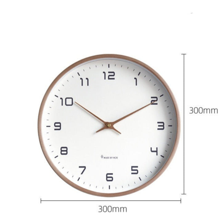 Silent wooden wall clock with a timeless design