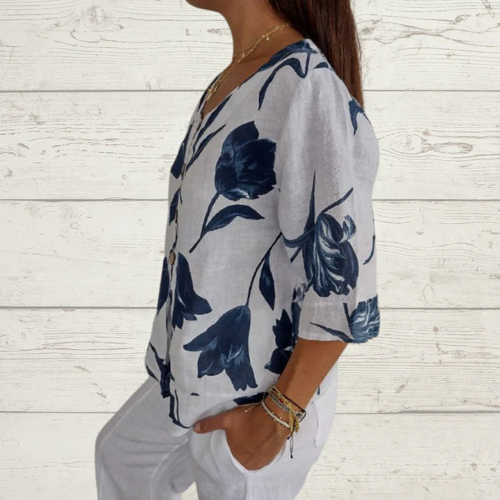 Printed V-Neck Tunic Top for Women