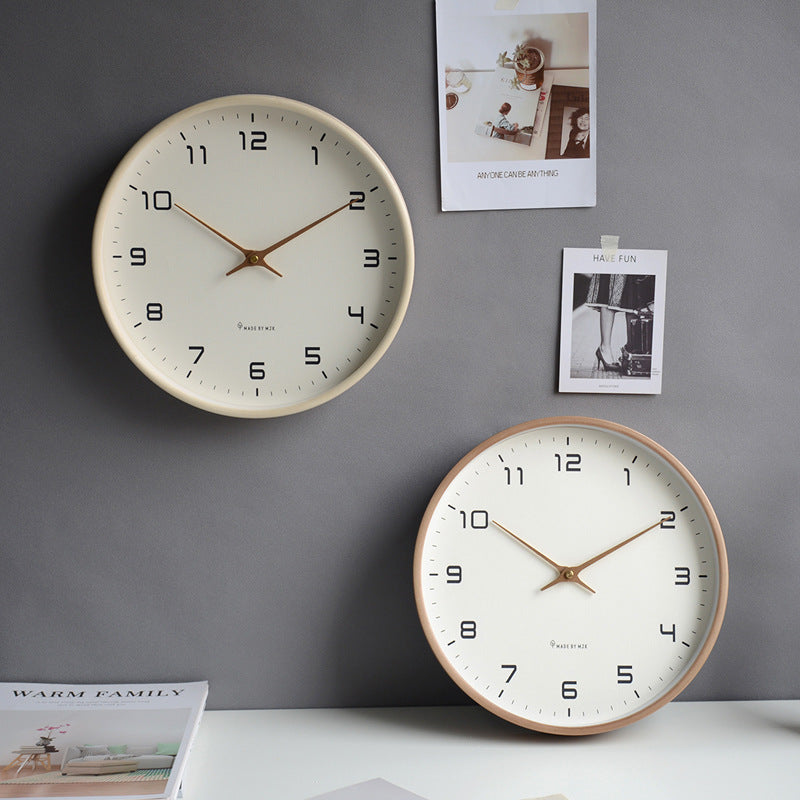 Silent wooden wall clock with a timeless design
