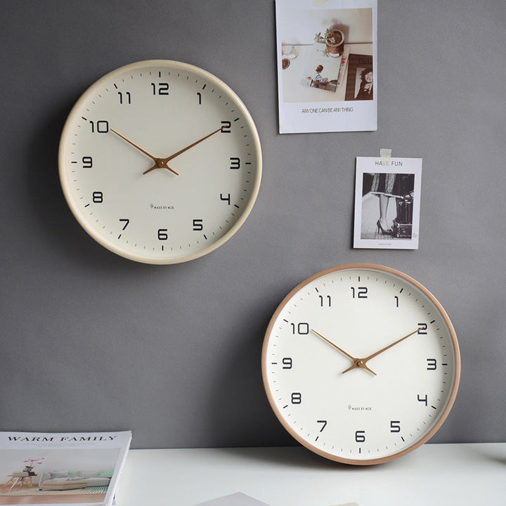 Silent wooden wall clock with a timeless design