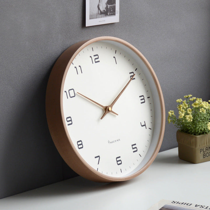 Silent wooden wall clock with a timeless design