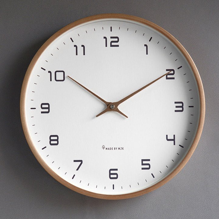Silent wooden wall clock with a timeless design