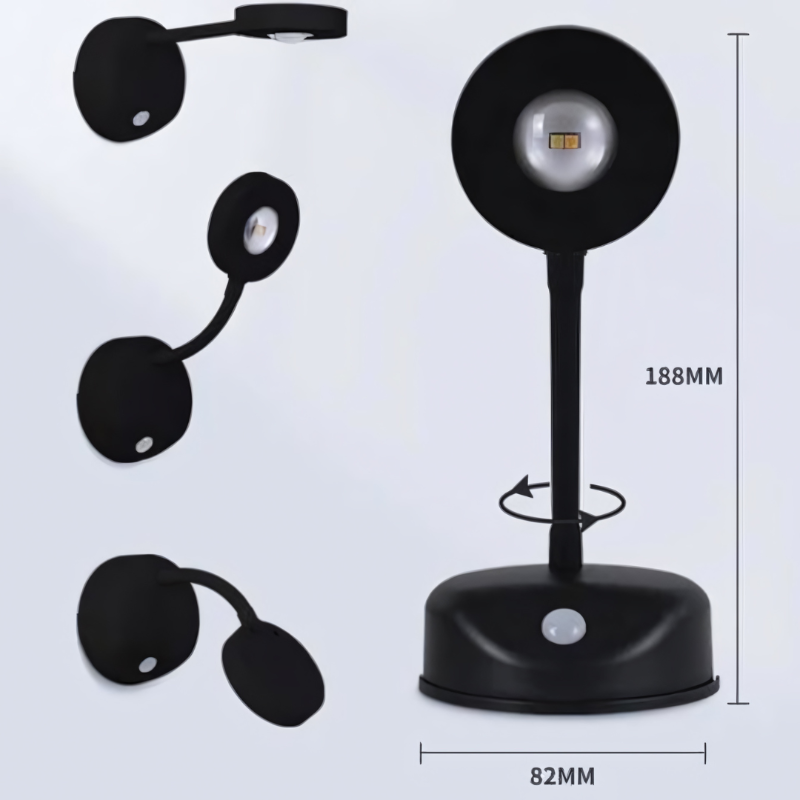 Wireless LED spotlight with motion sensor, 360° rotatable &amp; adjustable light