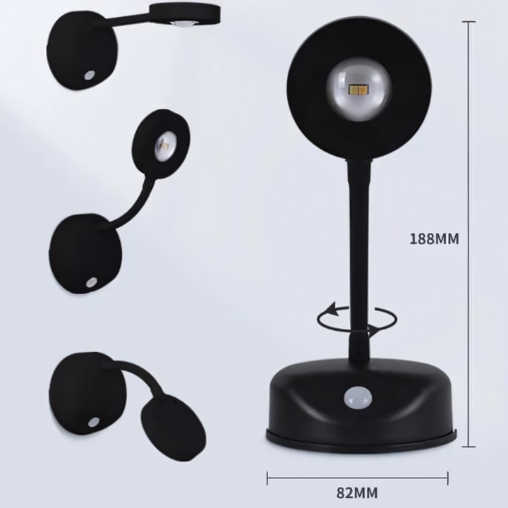 Wireless LED spotlight with motion sensor, 360° rotatable &amp; adjustable light