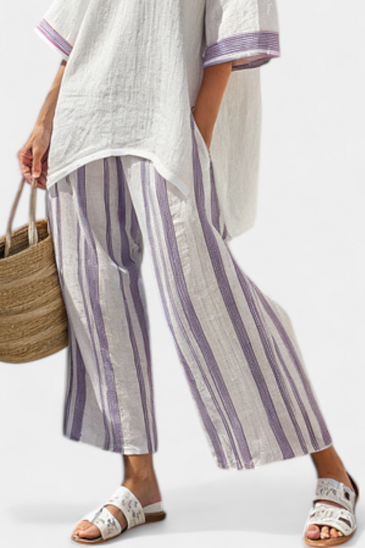 Women's Comfortable Striped Lounge Set