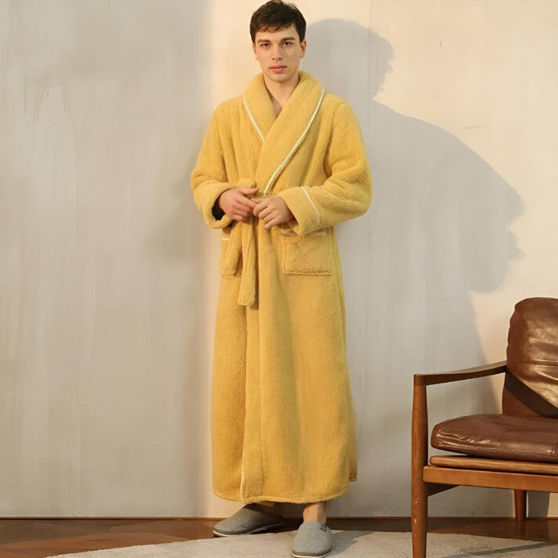 Shawl collar bathrobe – fleece dressing gown for women and men