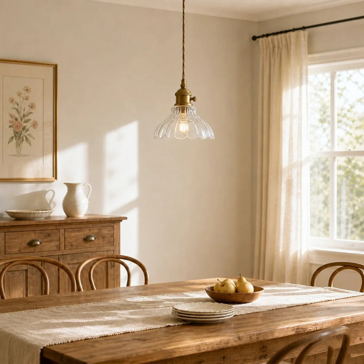 Glass Pendant Light Vintage Flower Design