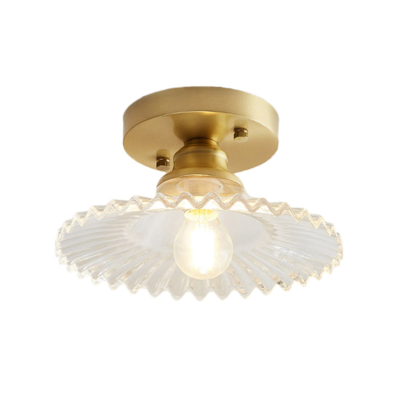 Semi-flush ceiling light with ribbed glass