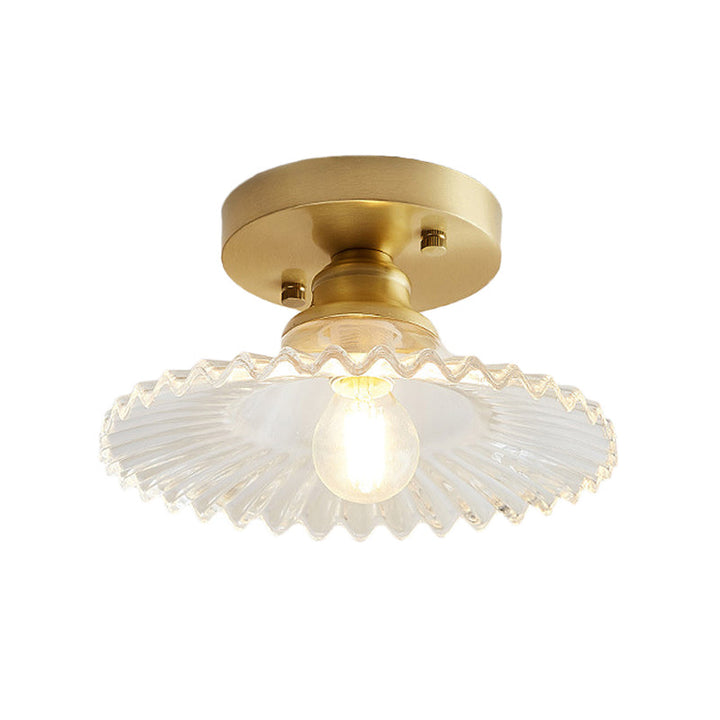 Semi-flush ceiling light with ribbed glass