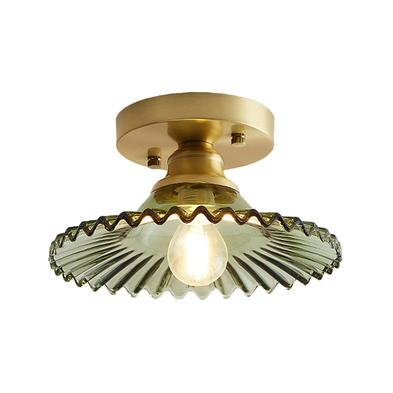 Semi-flush ceiling light with ribbed glass