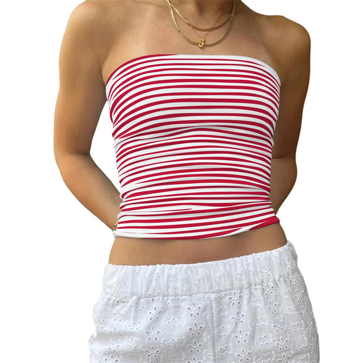 Women’s Striped Bustier Top with Fine Stripes
