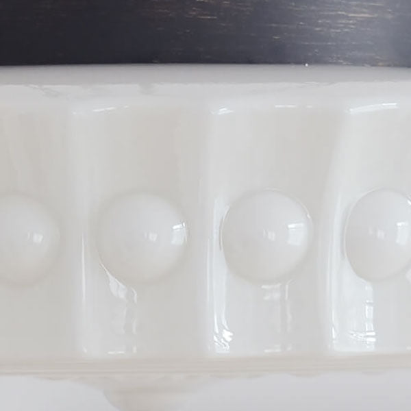 Semi-flush LED ceiling light made of white glass with striped decor