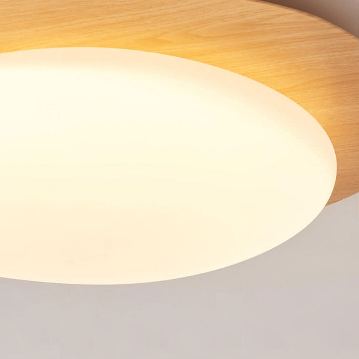 Oval LED ceiling light in wood look, Nordic style