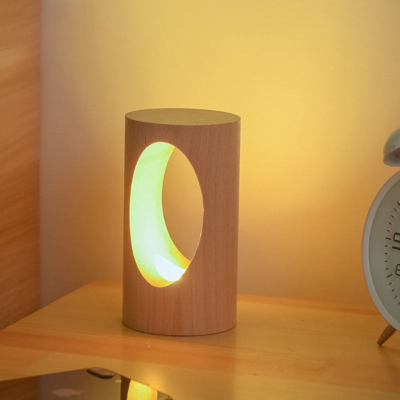 LED reading lamp – table lamp made of real wood with glass design for living room &amp; bedroom