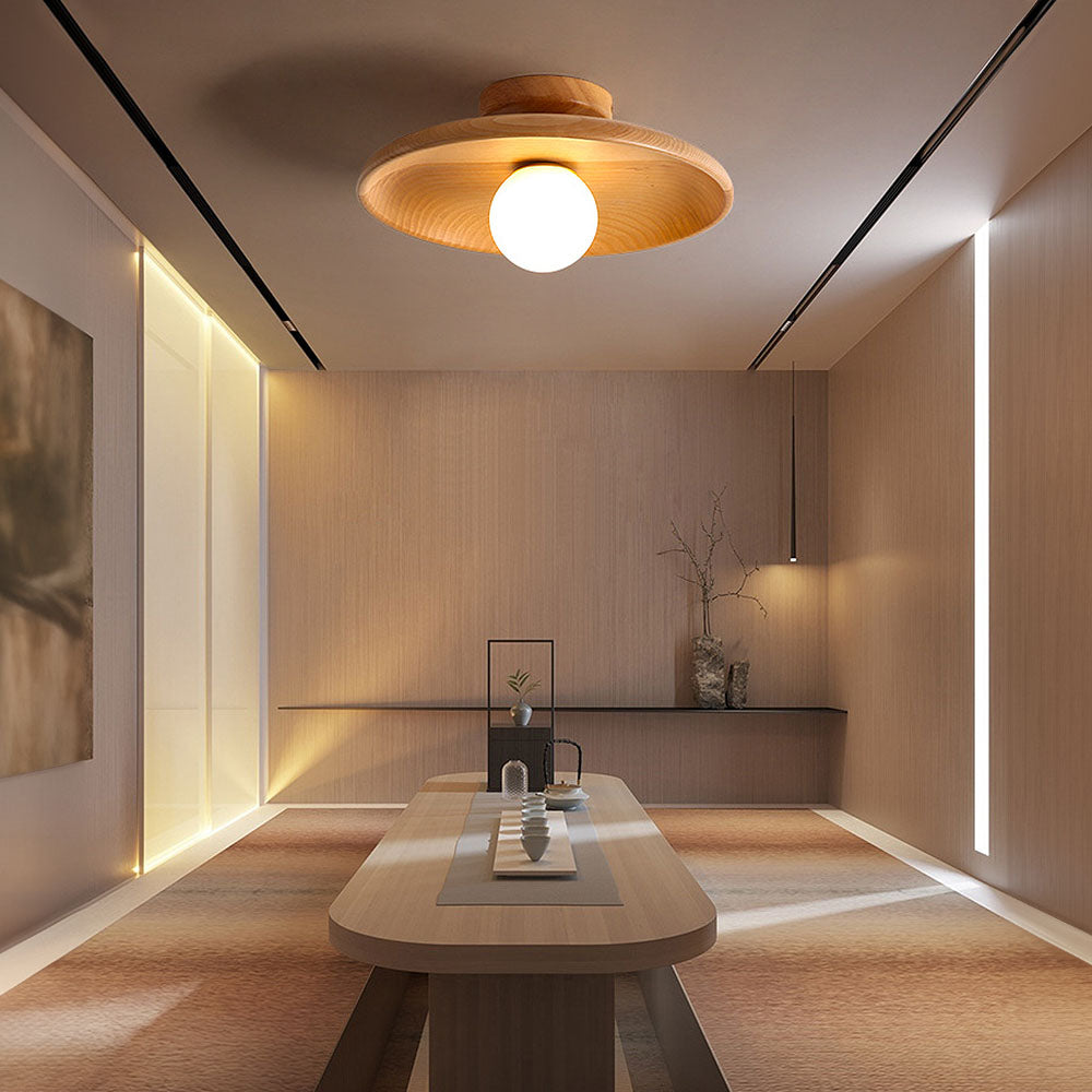 Nordic-style wooden ceiling light – round, minimalist &amp; modern