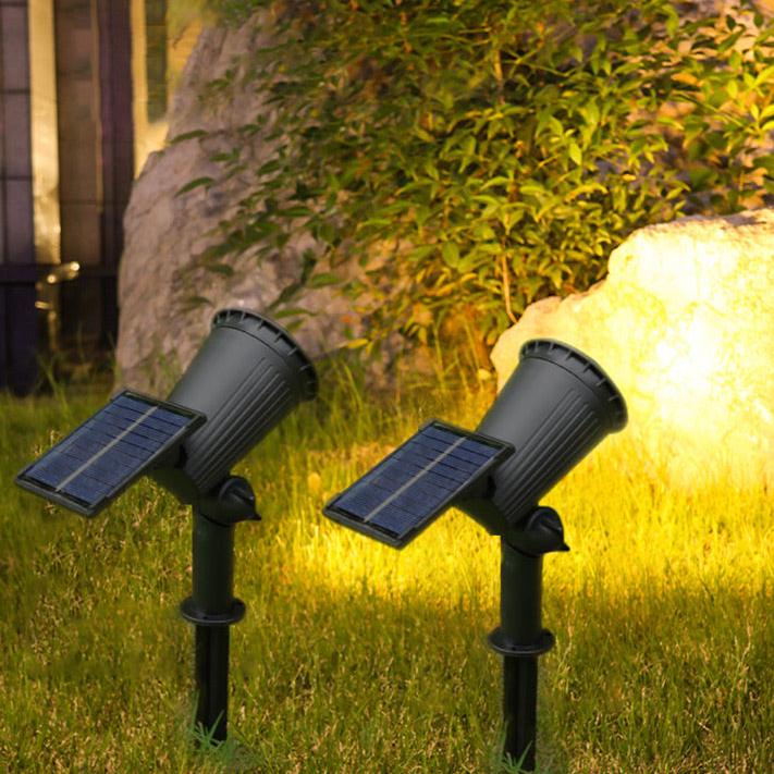 Weatherproof LED solar spotlight with ground spike for garden and outdoor lighting