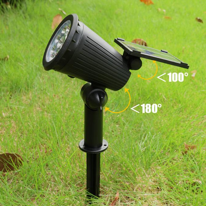 Weatherproof LED solar spotlight with ground spike for garden and outdoor lighting