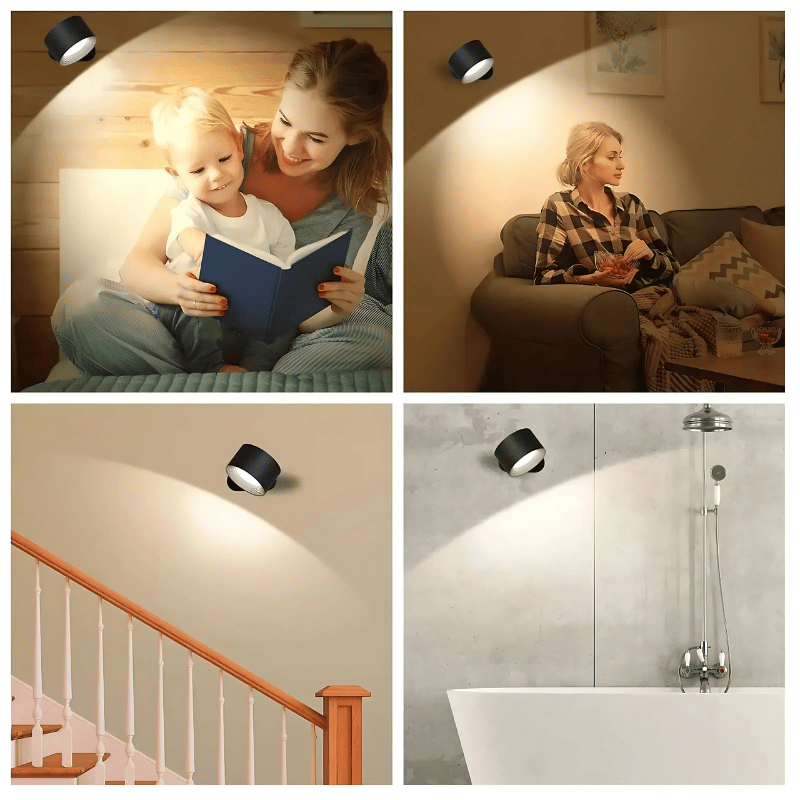 Wireless LED wall lamp with battery &amp; 360° rotation