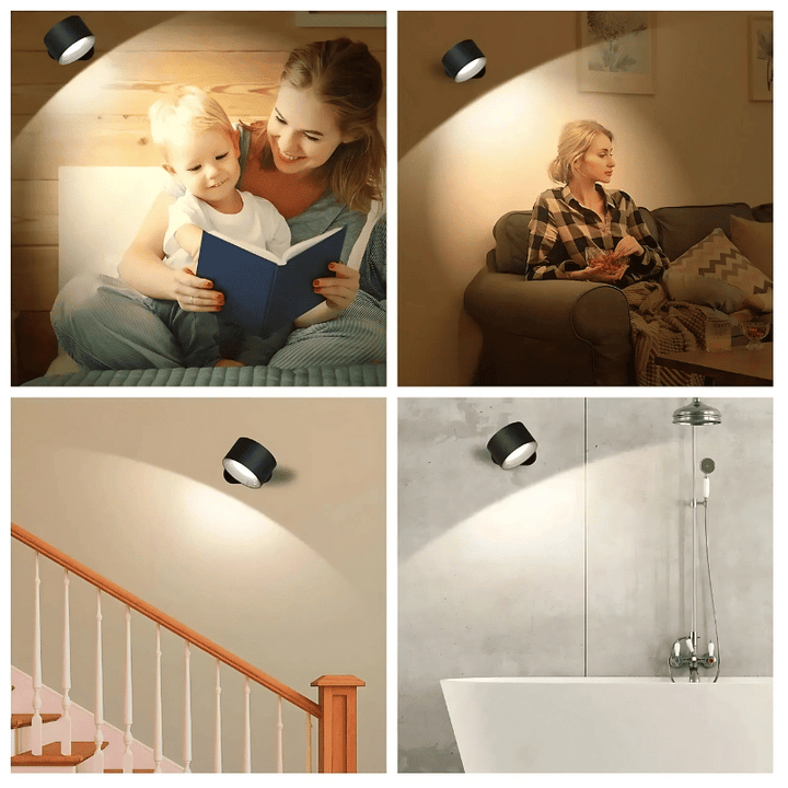 Wireless LED wall lamp with battery &amp; 360° rotation