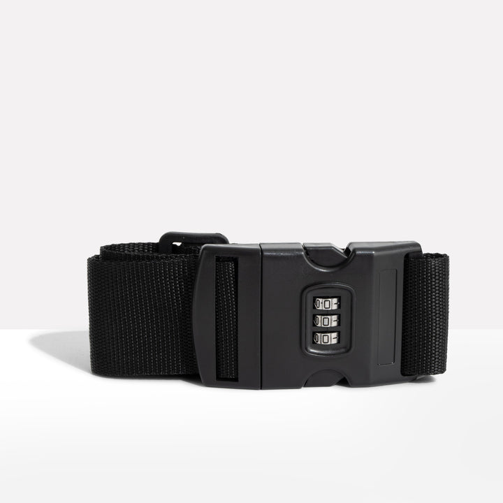 Suitcase tension strap with combination lock &amp; anti-theft protection