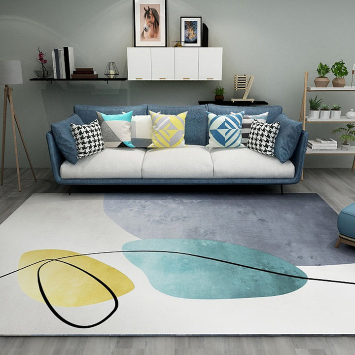 Pastel-colored colorblock rug in Nordic style