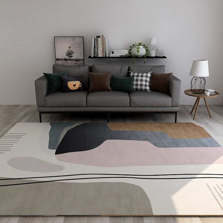Pastel-colored colorblock rug in Nordic style