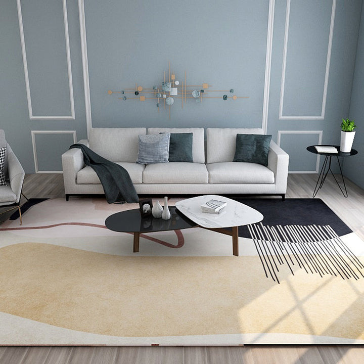 Pastel-colored colorblock rug in Nordic style