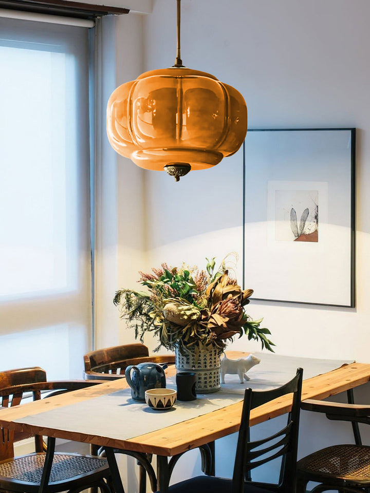 Vintage ceiling light made of frosted glass