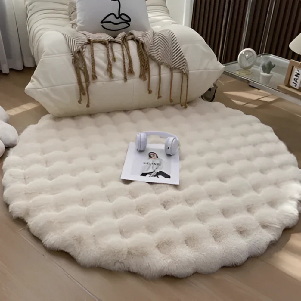 Rutschhemmender runder Teppich aus Fleece im Wohnbereich