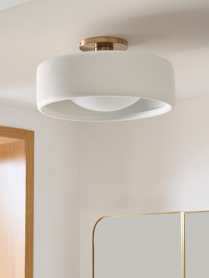 Porcelain ceiling light – Modern flush mount lamp with metal base