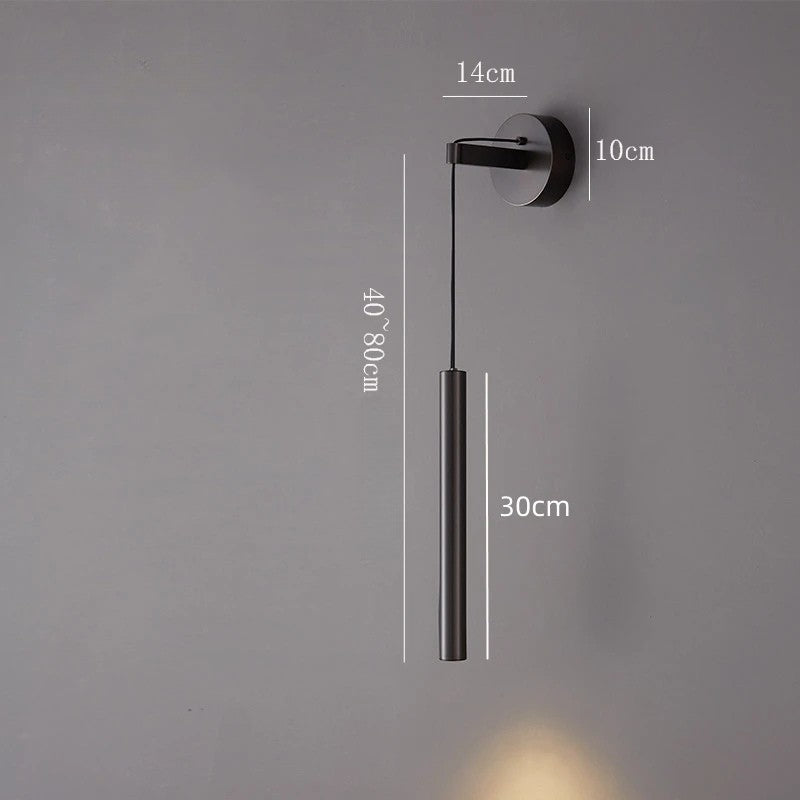 Height-adjustable copper wall light with warm LED light for bedrooms and hallways