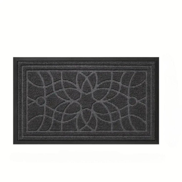 Doormat with geometric floral pattern and non-slip backing 