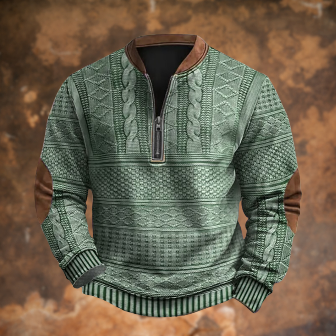 Men's zip-up sweater with classic cut 