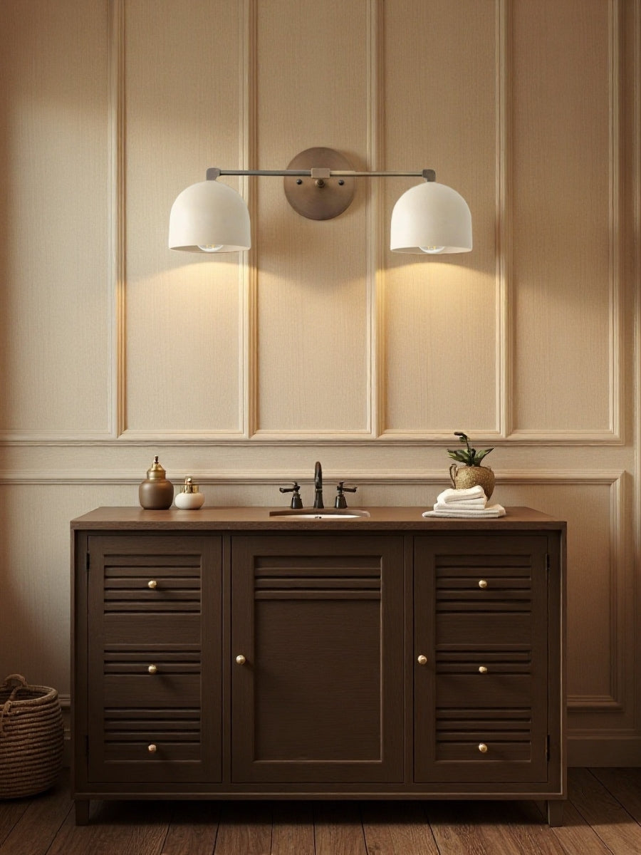 Mid-century wall light – brass bathroom mirror lamp in retro style