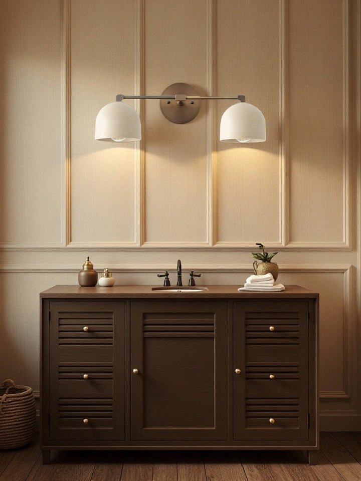 Mid-century wall light – brass bathroom mirror lamp in retro style