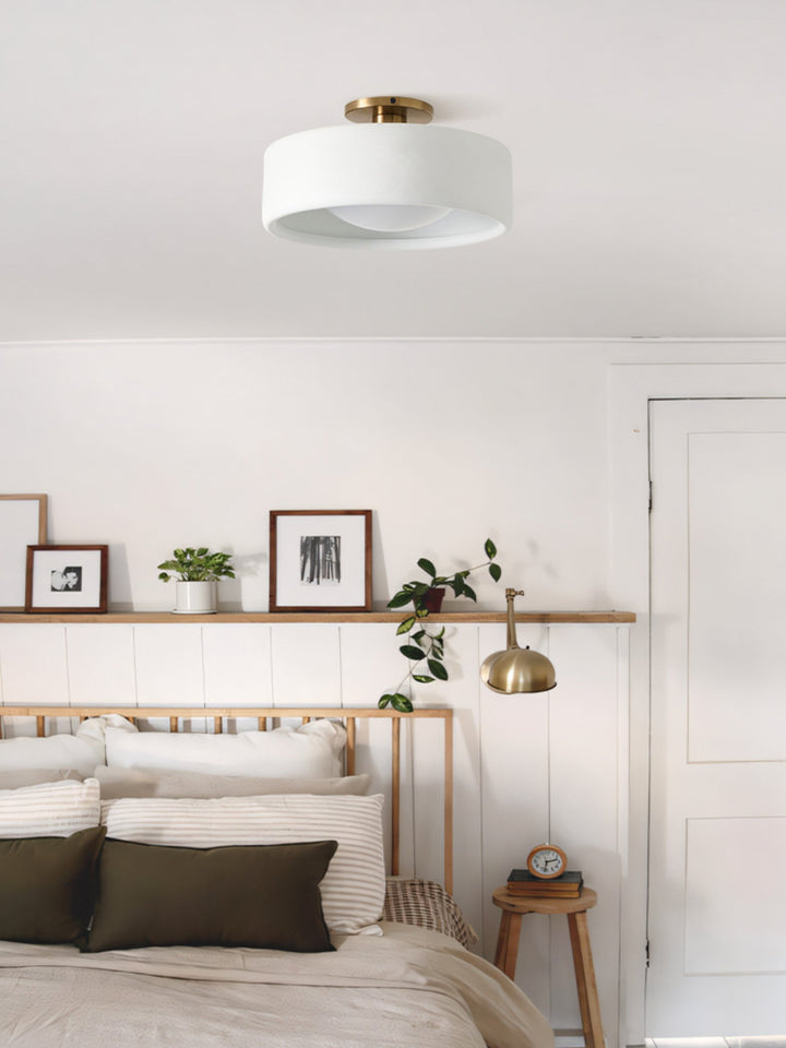 Porcelain ceiling light – Modern flush mount lamp with metal base